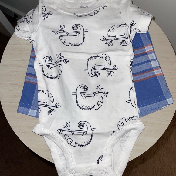 CARTERS 
Baby Three piece short set Boys 9M NWT
One in a Chamillion Shirt 💙 - Picture 2 of 3